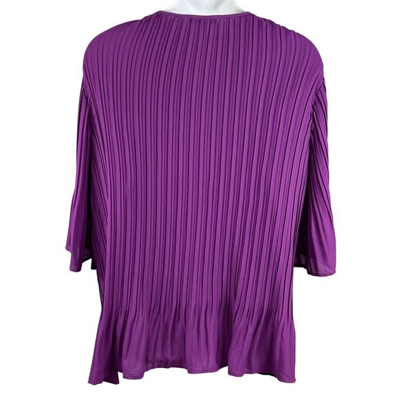 Woman Within NEW 2X 26-28 Purple Pleated Top Studded Bell Sleeves Fairycore - Picture 3 of 16